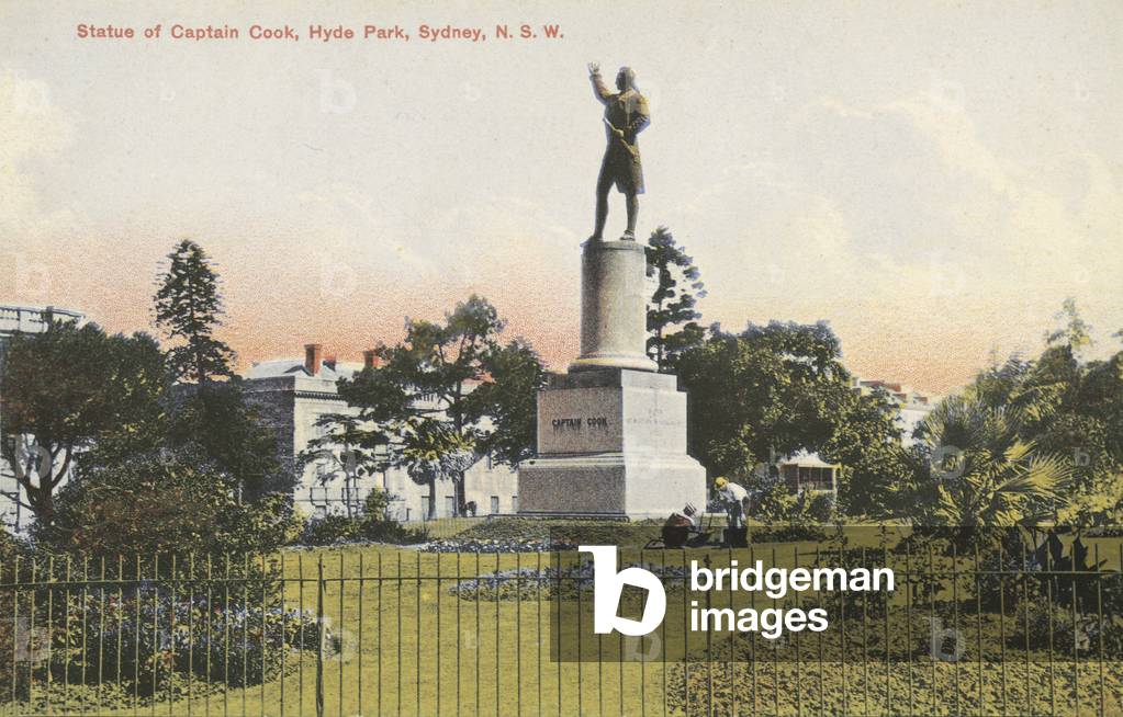 Statue of Captain Cook, Hyde Park, Sydney (coloured photo)