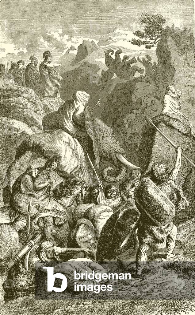 Hannibal crossing the Alps into Italy (engraving)