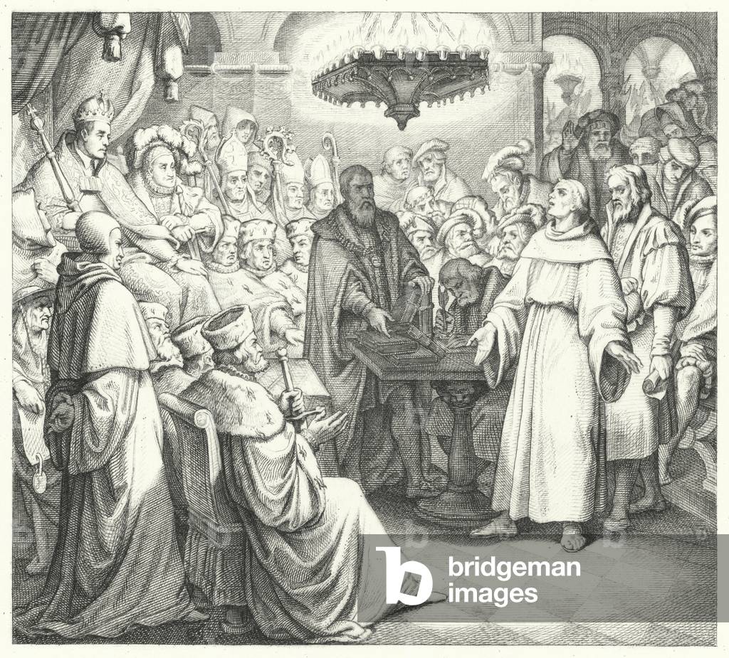 Martin Luther appears before Emperor Charles V at the Diet of Worms (engraving)