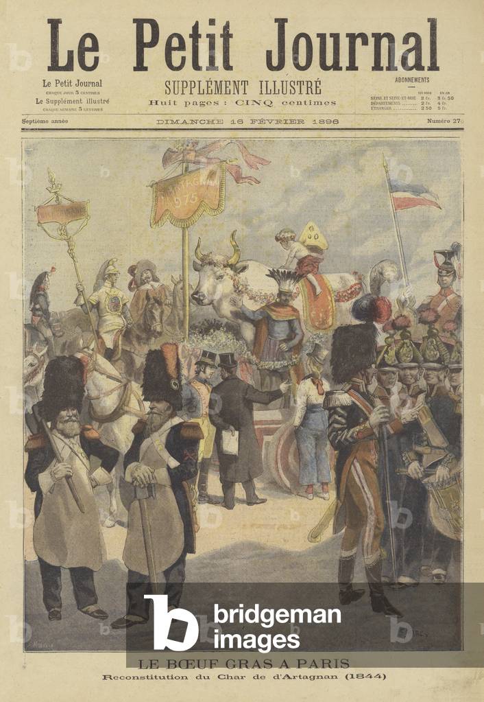 Procession of the Fatted Ox in Paris (colour litho)