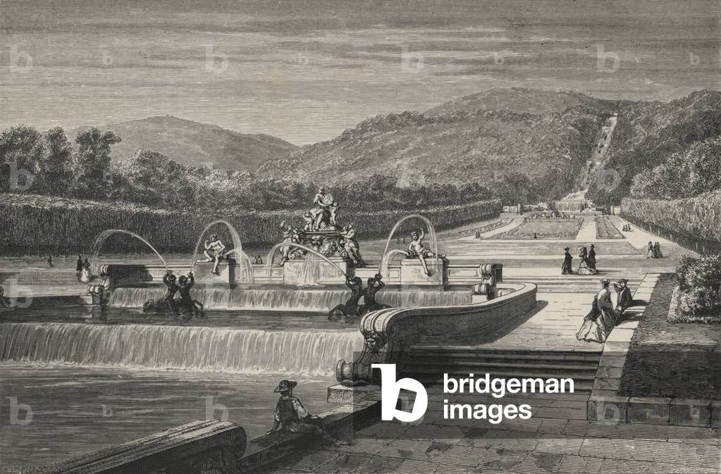 La Piece D'Eau Et La Cascade, A Caserte (engraving)