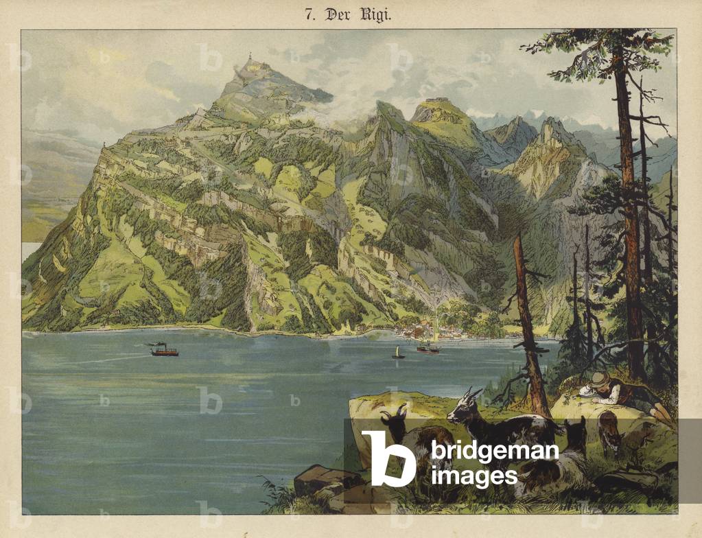 The Rigi (colour litho)