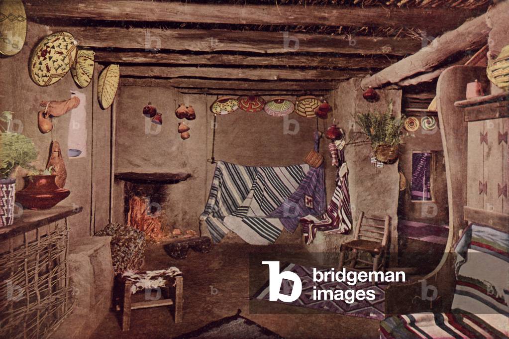Interior Hopi House, Grand Canyon, Arizona (coloured photo)