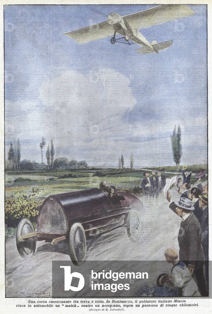 An exciting race between earth and sky (colour litho)