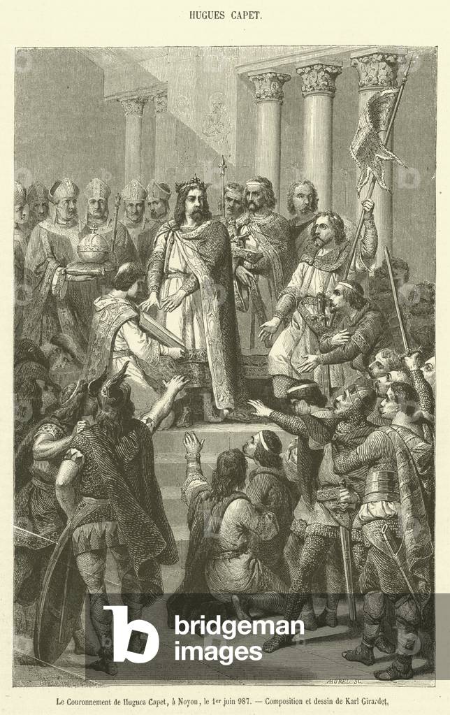 Le Couronnement de Hugues Capet, a Noyon, le 1er juin 987 (engraving)