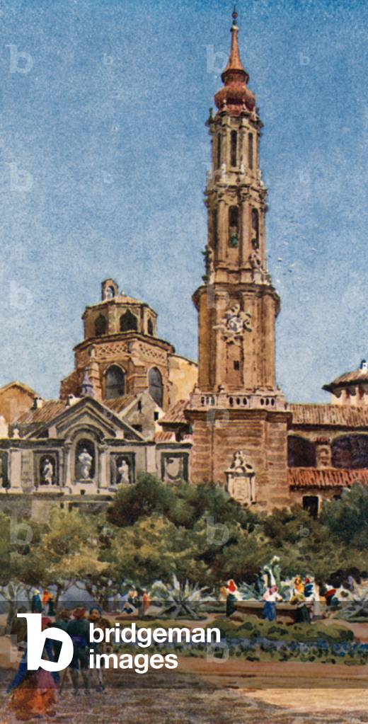 Saragossa, La Seo (colour litho)