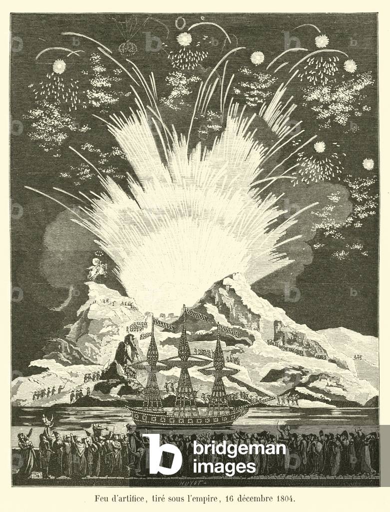 Feu d'artifice, tire sous l'empire, 16 decembre 1804 (engraving)