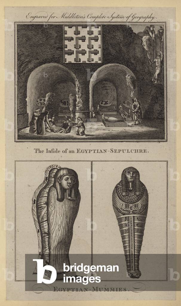 The Inside of an Egyptian-Sepulchre, Egyptian-Mummies (engraving)