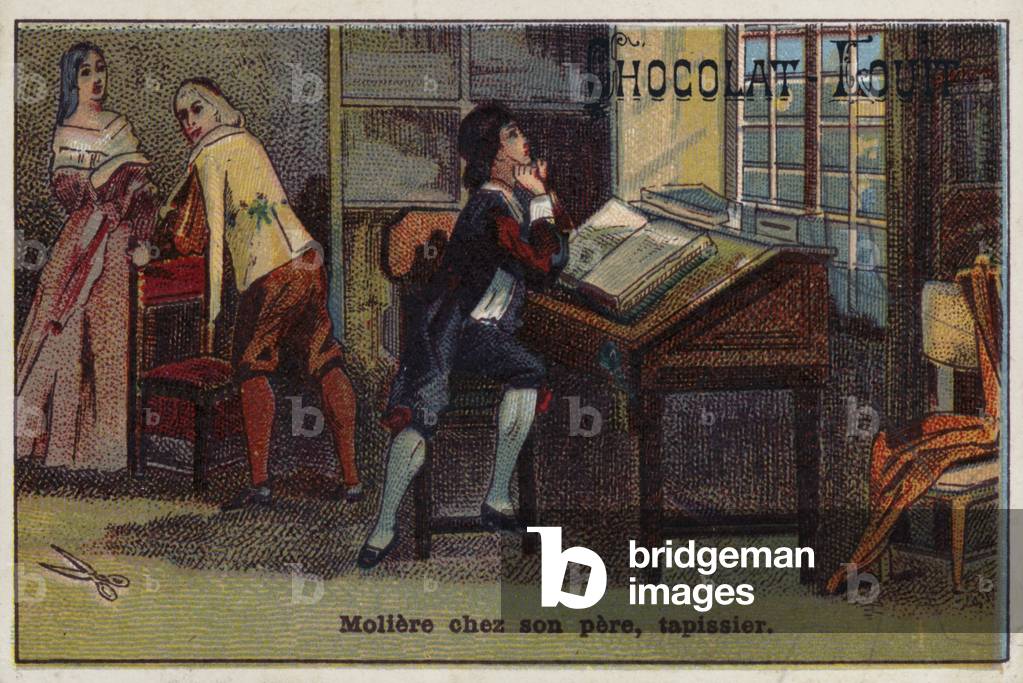 Moliere, French playwright, in the house of his father, an upholsterer (chromolitho)