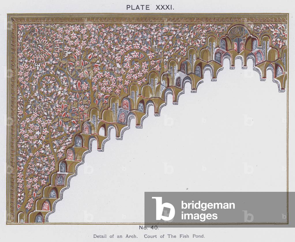 Detail of an Arch, Court of The Fish Pond (colour litho)