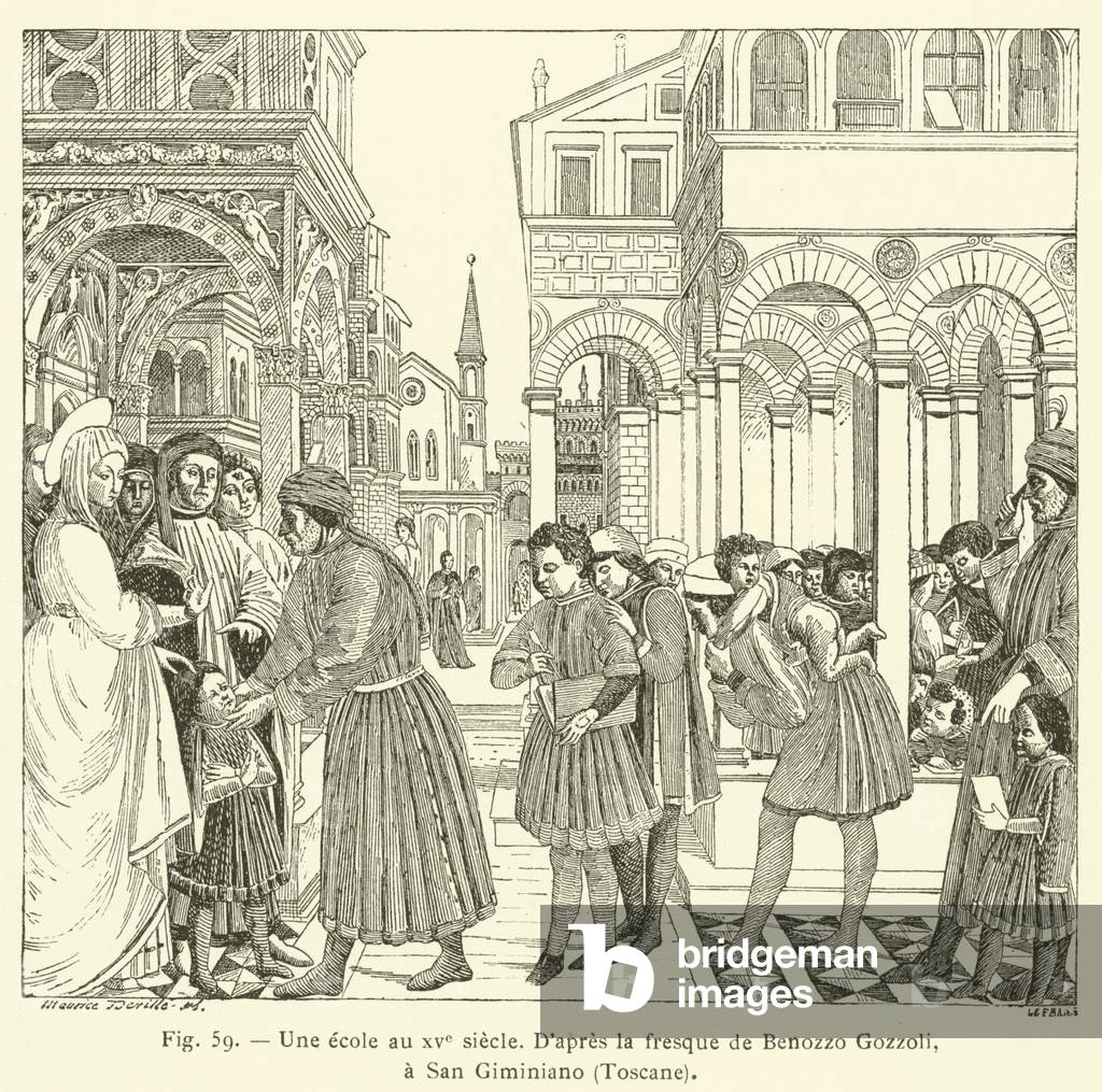 Une ecole au XVe siecle (engraving)