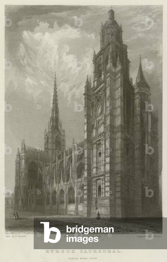 Evreux Cathedral, North West View (engraving)