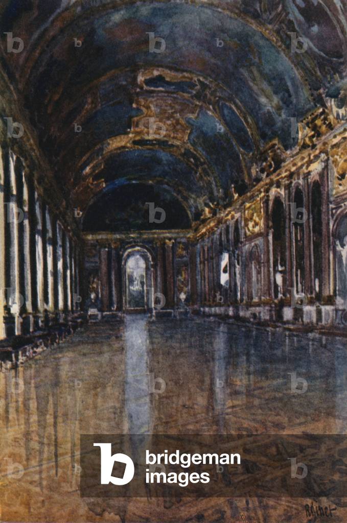 Grand Gallery, or Galerie des Glaces, Versailles (colour litho)