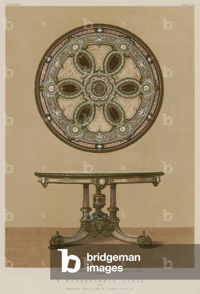 A Marqueterie Table by Messrs Holland and Sons, London (chromolitho)