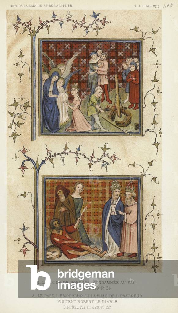 La Reine De Portugal Condamnee Au Feu, Le Pape, L'Empereur Et La Fille De L'Empereur (colour litho)