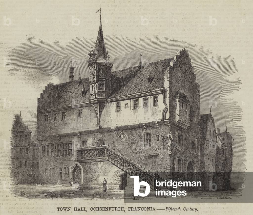 Town Hall, Ochsenfurth, Franconia, Fifteenth Century (engraving)