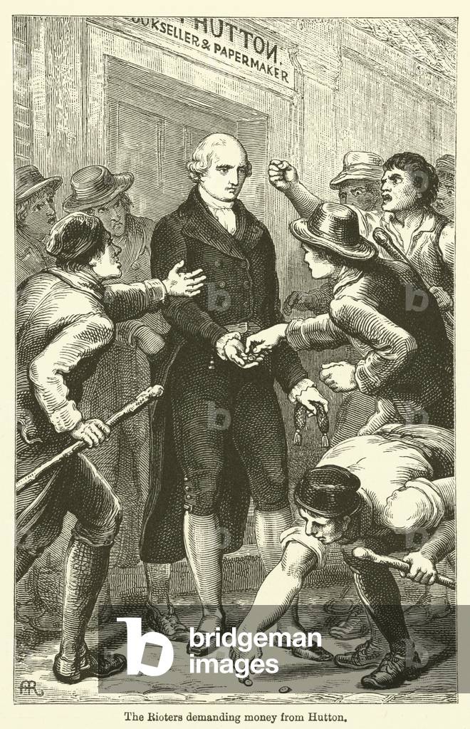 The Rioters demanding money from Hutton (engraving)
