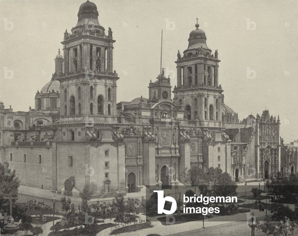 Cathedral at City of Mexico (b/w photo)