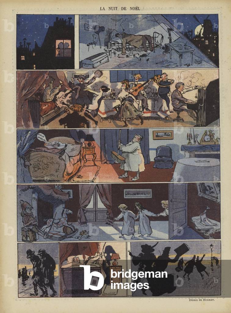 Christmas Eve. Illustration for Le Rire (colour litho)