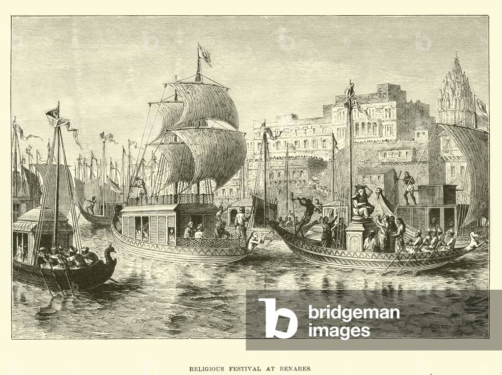 Religious festival at Benares (engraving)