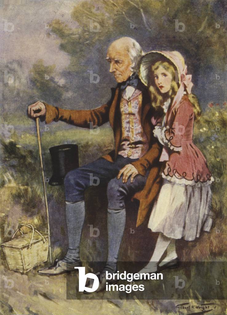 Little Nell and her Grandfather (colour litho)