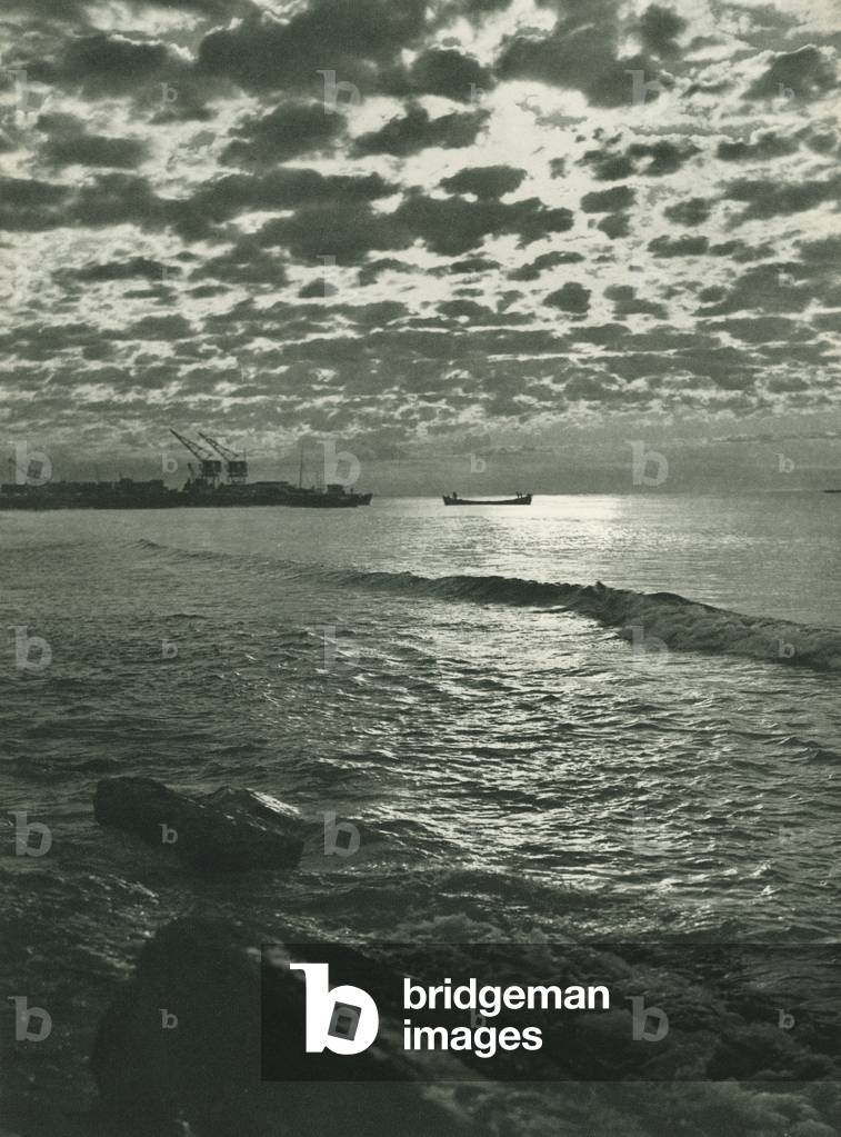 Turkey: Mersin'de aksam, Evening at Mersin (b/w photo)