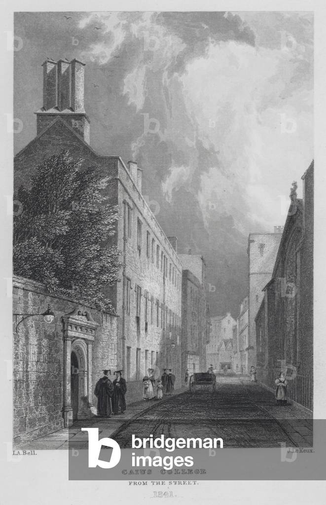 Caius College, from the Street, 1841 (engraving)