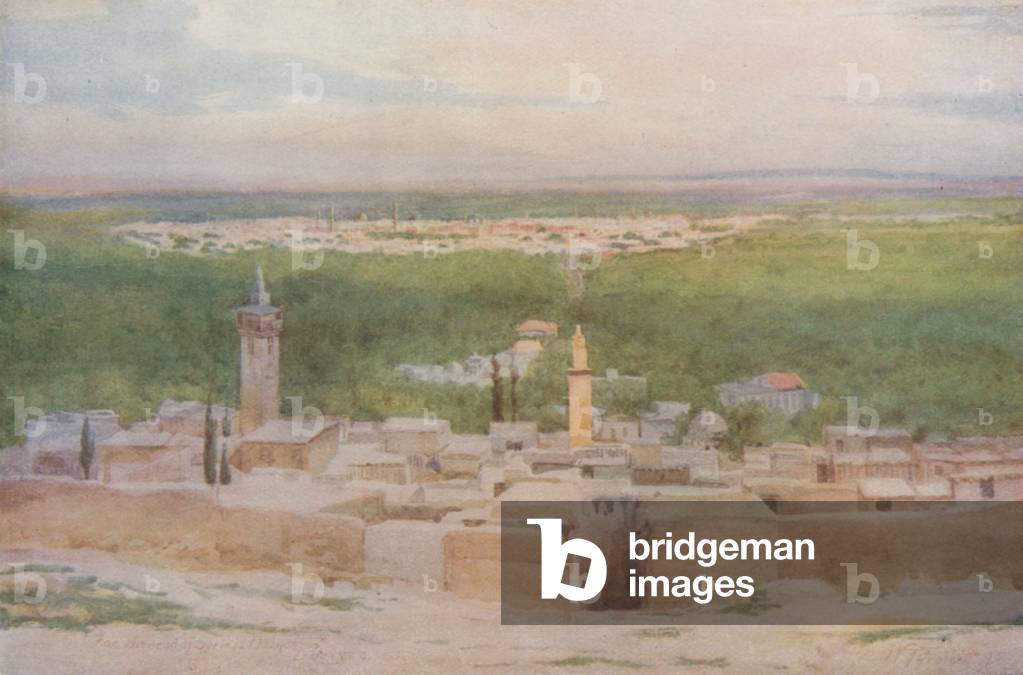 Damascus from Salahiyeh: Sunset over the City (colour litho)