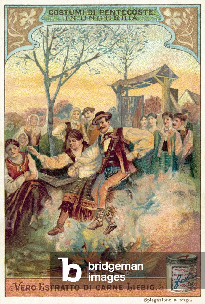Traditional Pentecost celebrations in Hungary (chromolitho)