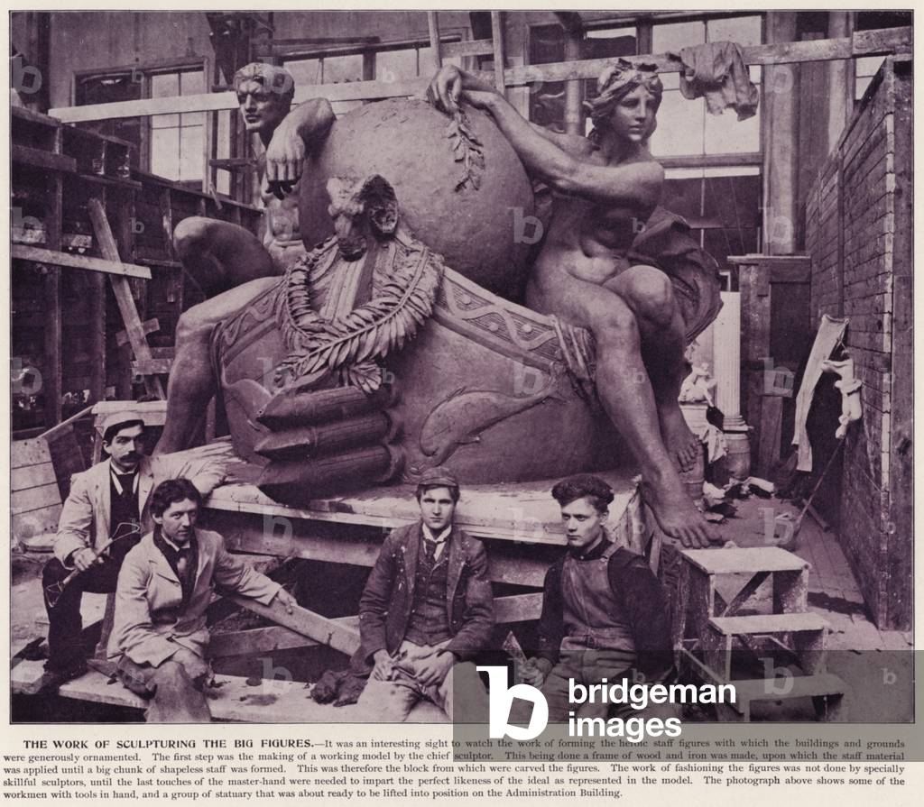 Chicago World's Fair, 1893: The Work of Sculpturing the Big Figures (b/w photo)