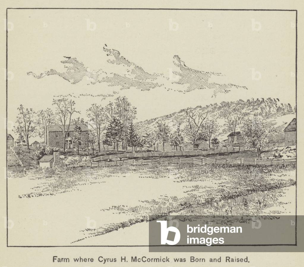 Farm where Cyrus H McCormick was born and raised (engraving)