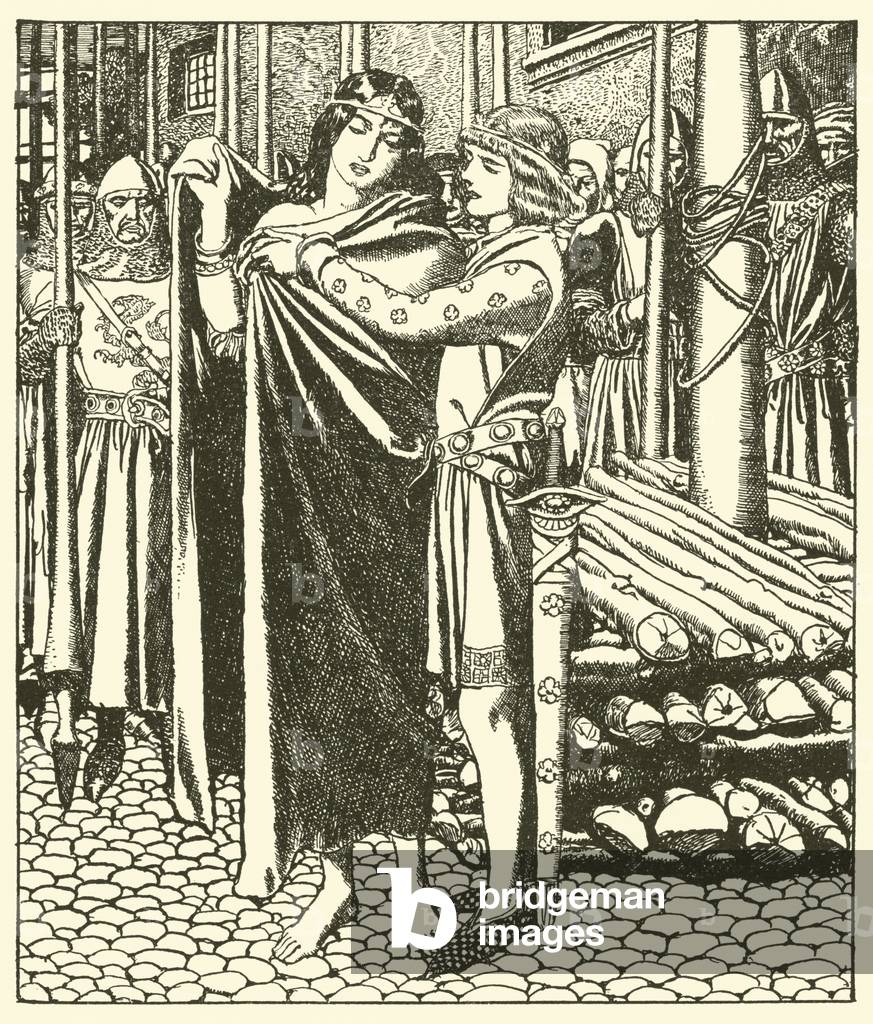 Tristram succors the Lady Moeya (litho)