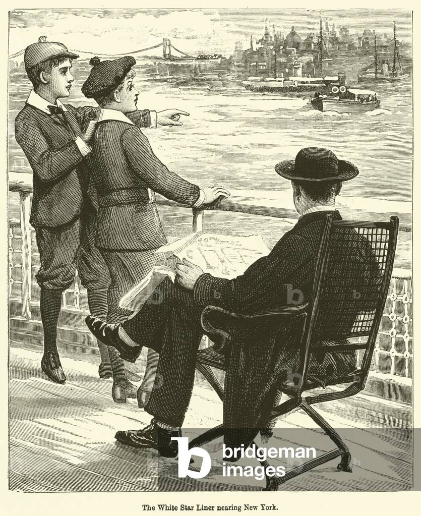 The White Star Liner nearing New York (engraving)