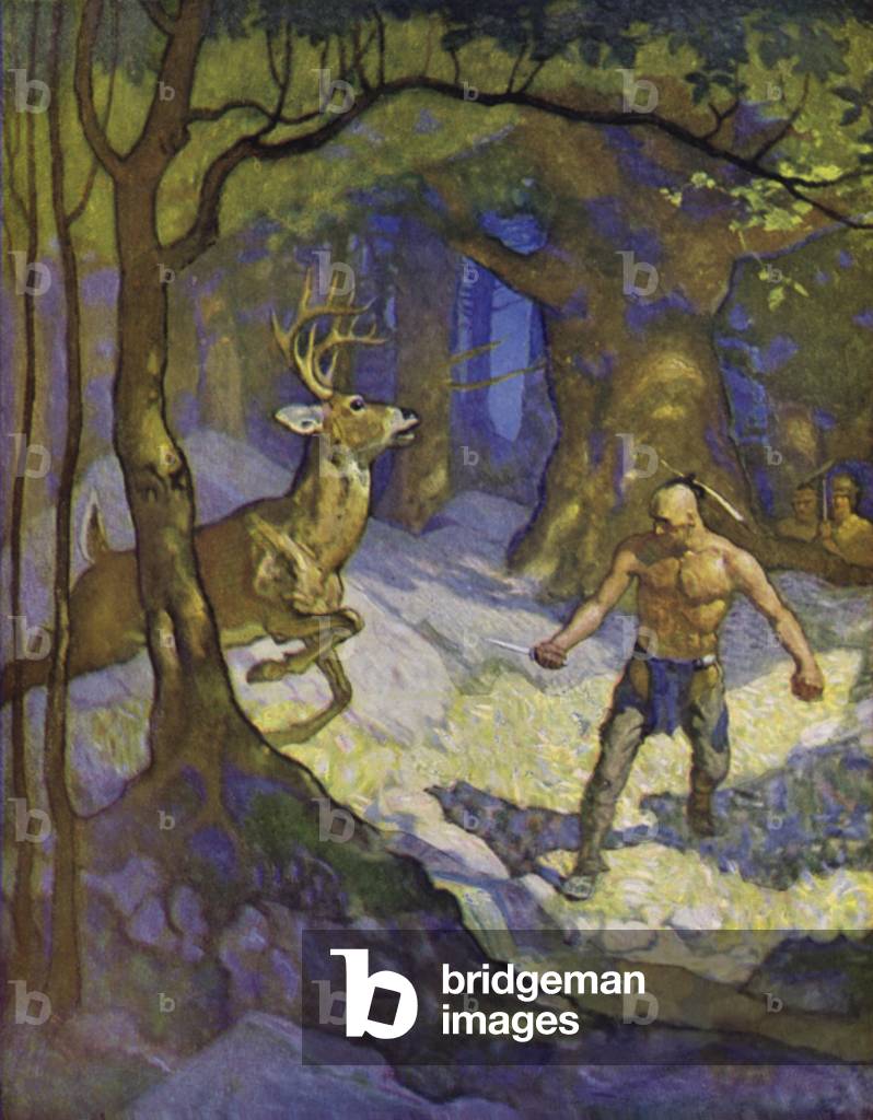 Illustration for The Last of the Mohicans (colour litho)