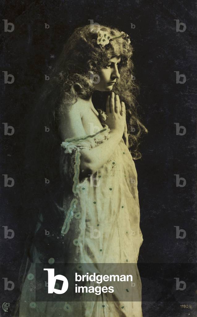 Ophelia-like girl (coloured photo)