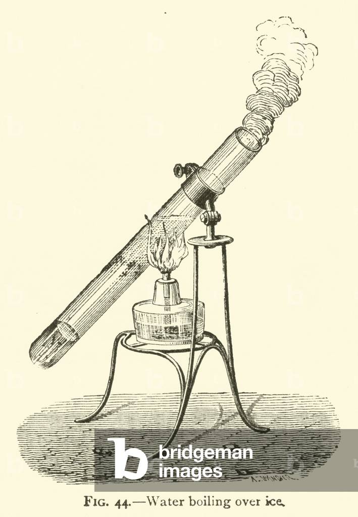 Water boiling over ice (engraving)
