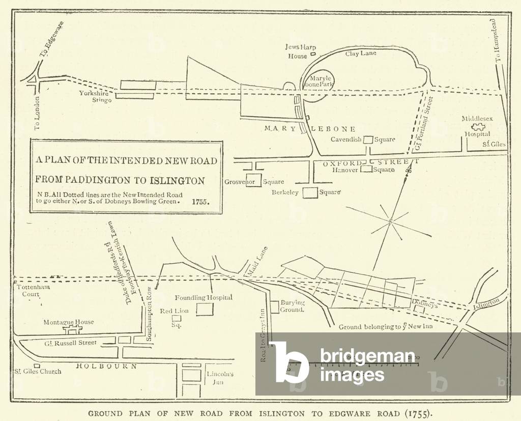 Ground Plan of New Road from Islington to Edgware Road, 1755 (engraving)