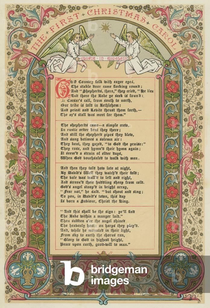 The first Christmas carol (colour litho)