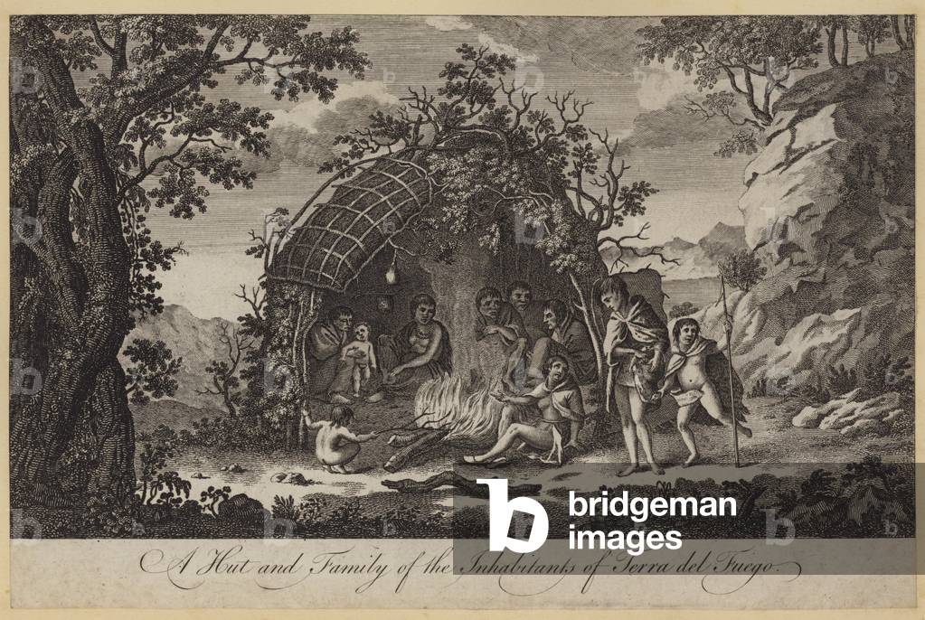 A Hut and Family of the Inhabitants of Terra del Fuego (engraving)