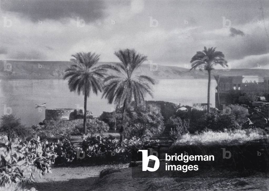 Panorama of Tiberias (b/w photo)