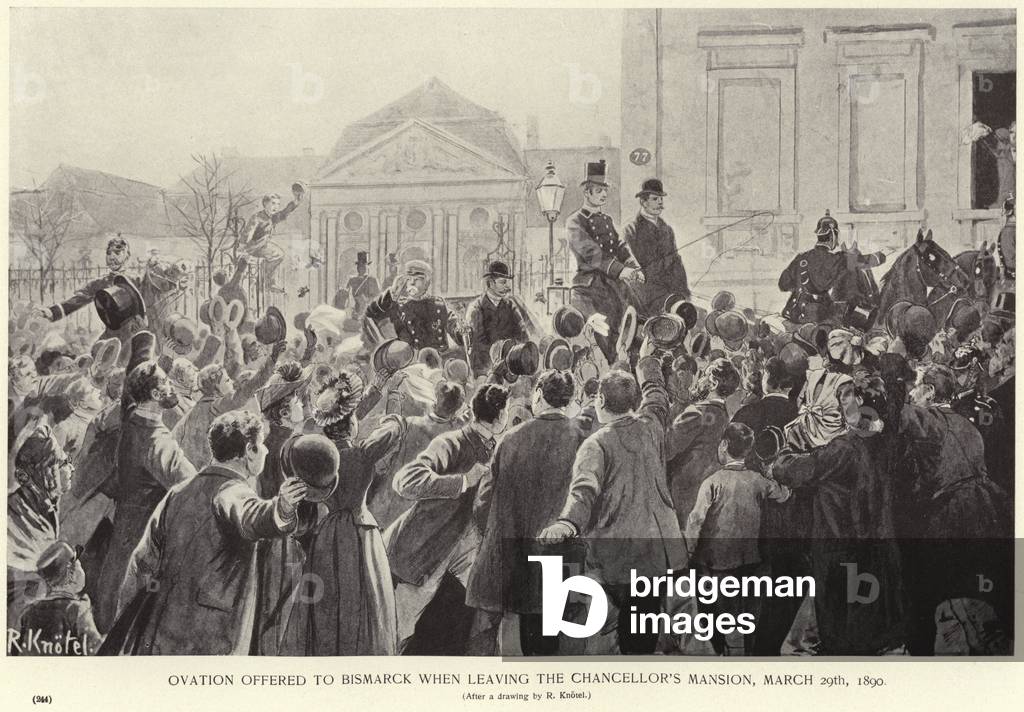 Ovation offered to Otto von Bismarck when leaving the Chancellor's mansion (litho)