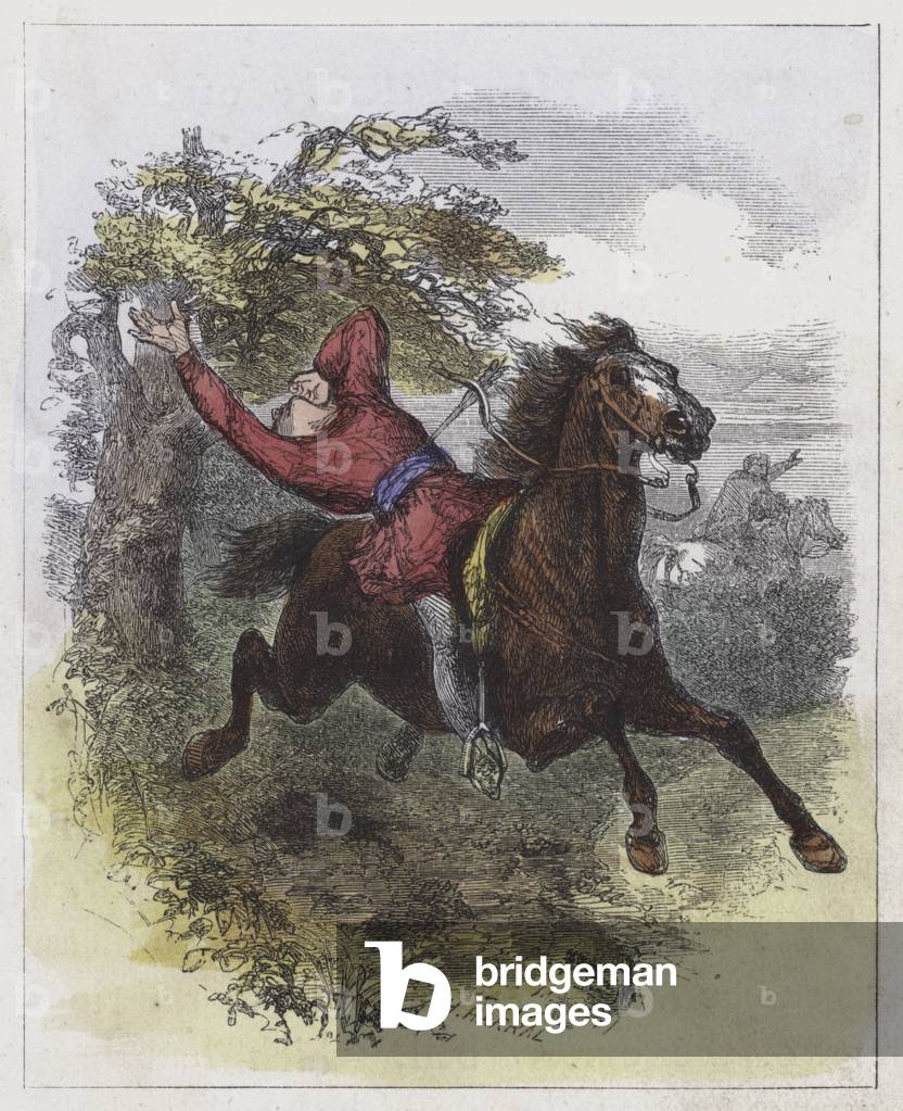 Death of William Rufus (coloured engraving)