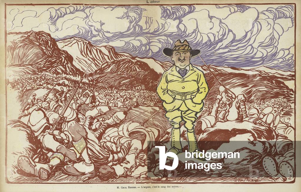 Cecil Rhodes, Illustration for Le Rire (colour litho)