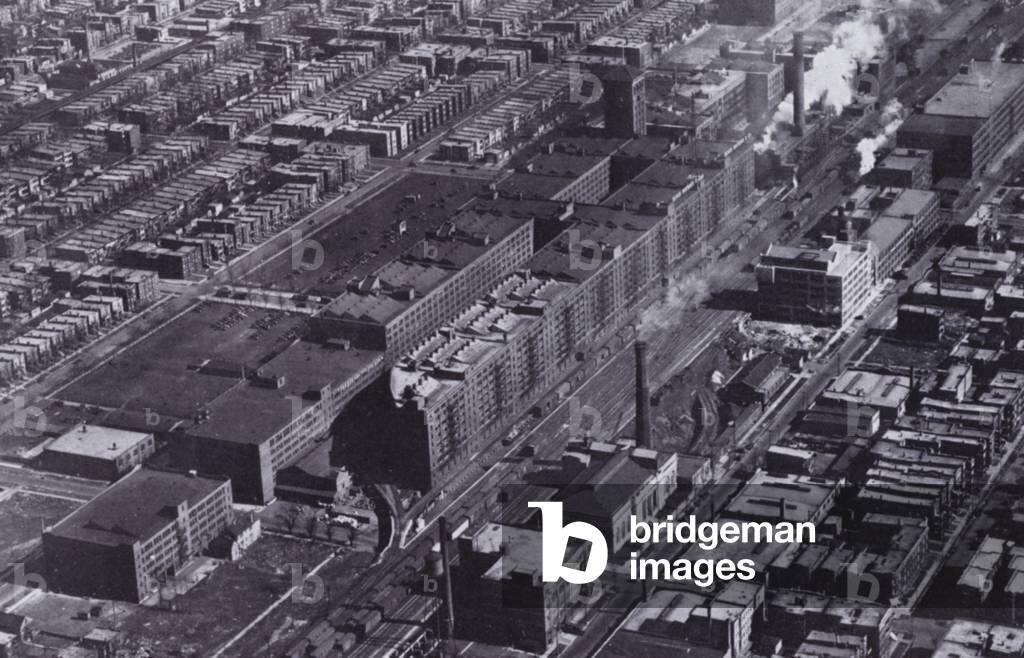 Chicago: Buildings of Sears Roebuck and Company from the Air (b/w photo)
