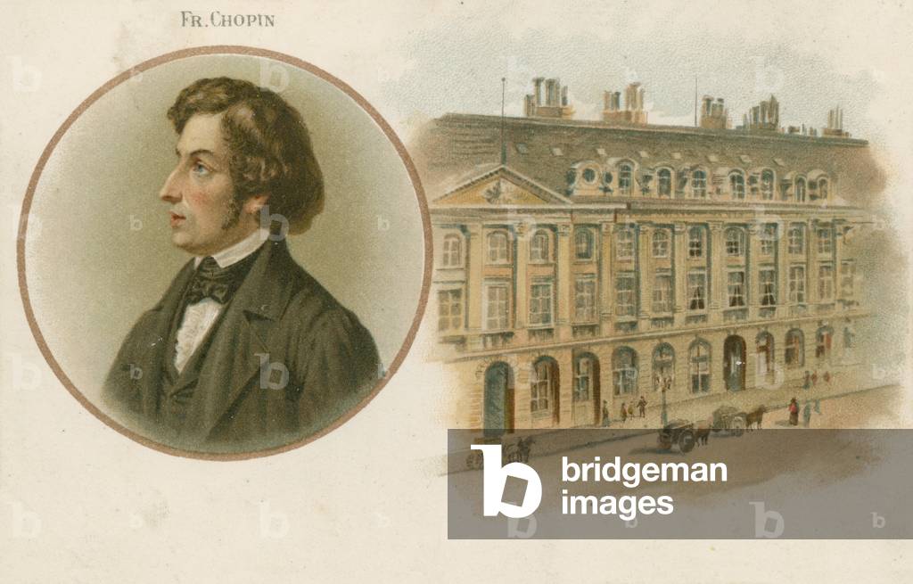 Frederic Chopin, Polish, composer and virtuoso pianist (chromolitho)