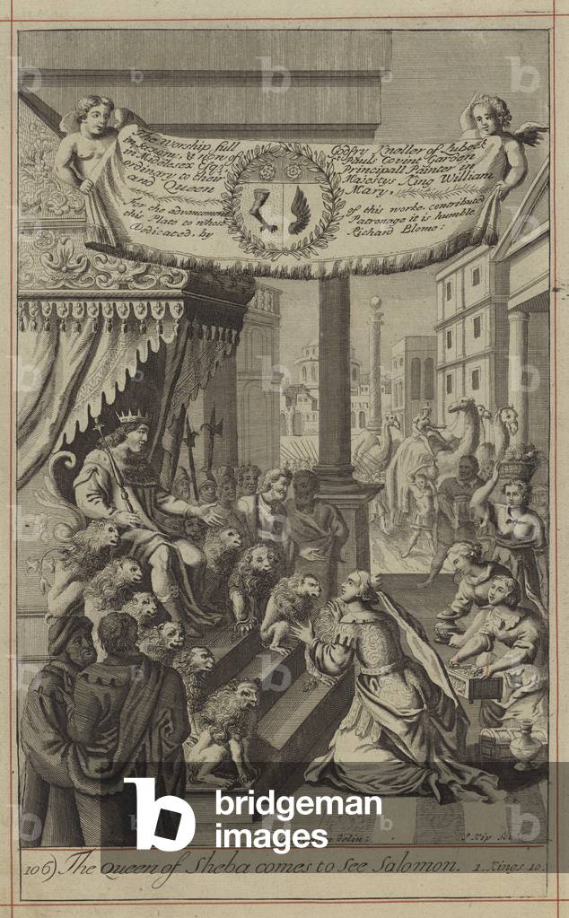 The Queen of Sheba comes to see Solomon (engraving)