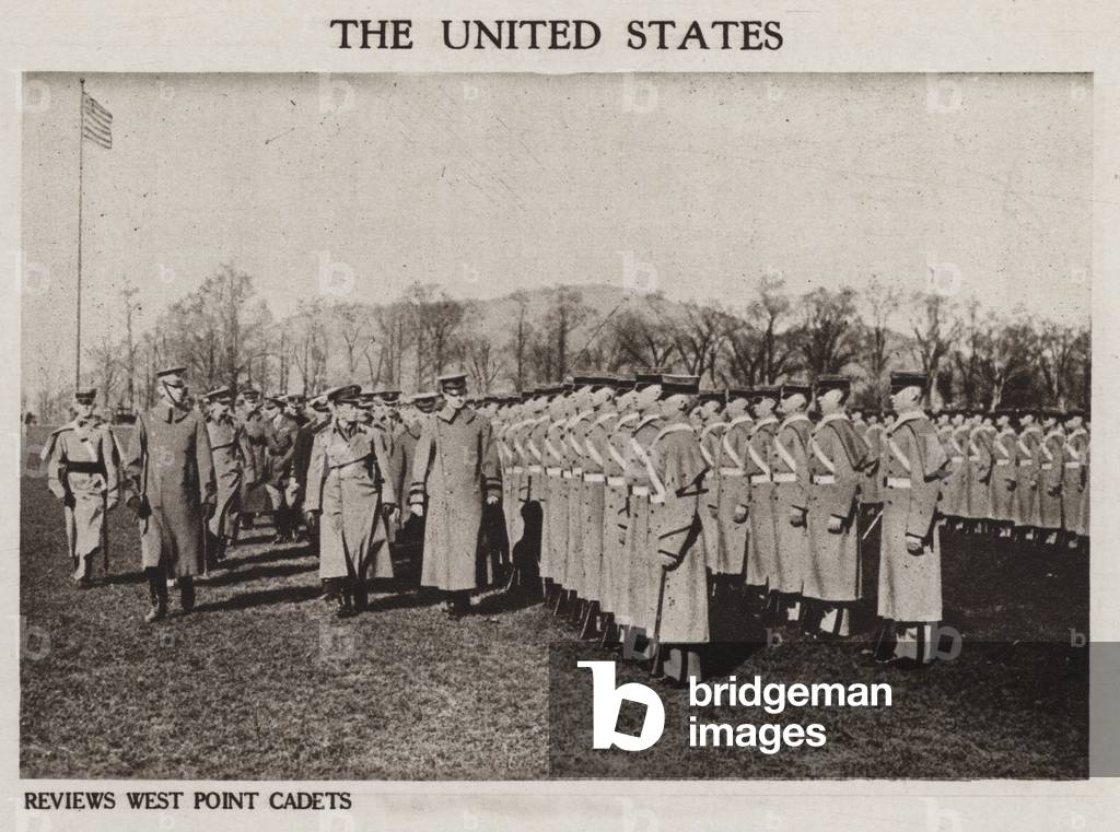 Prince of Wales inspecting West Point cadets, United States (b/w photo)