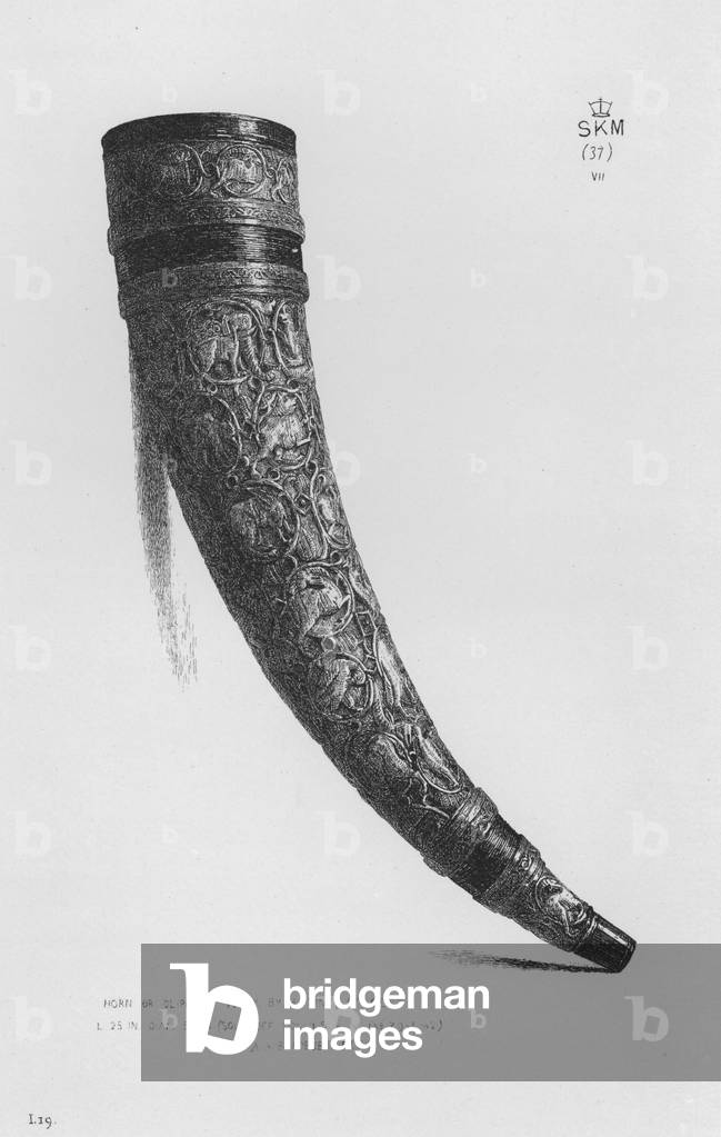 Victoria And Albert Museum: Horn or Oliphant, ivory, Byzantine, 11th century (engraving)