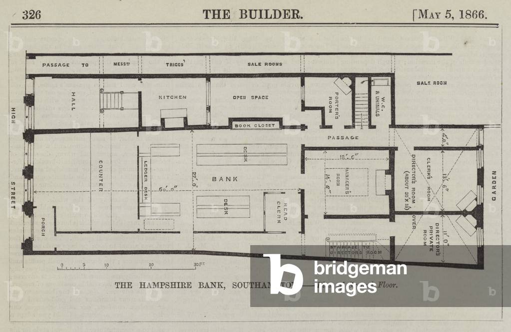 The Hampshire Bank, Southampton, Plan of Ground Floor (engraving)