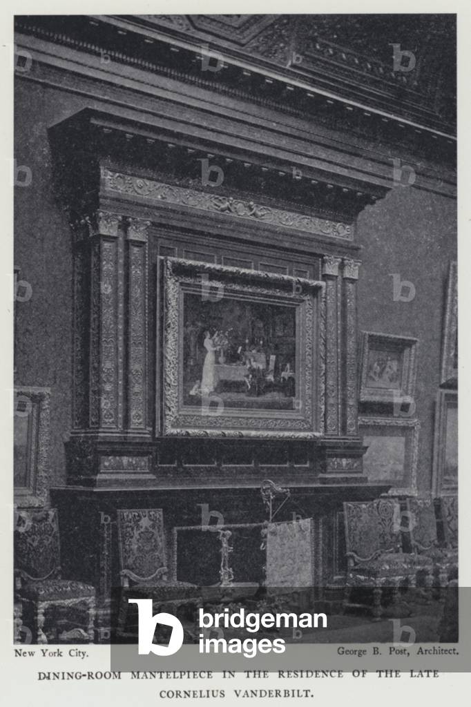 Dining-Room Mantelpiece in the Residence of the Late Cornelius Vanderbilt (b/w photo)
